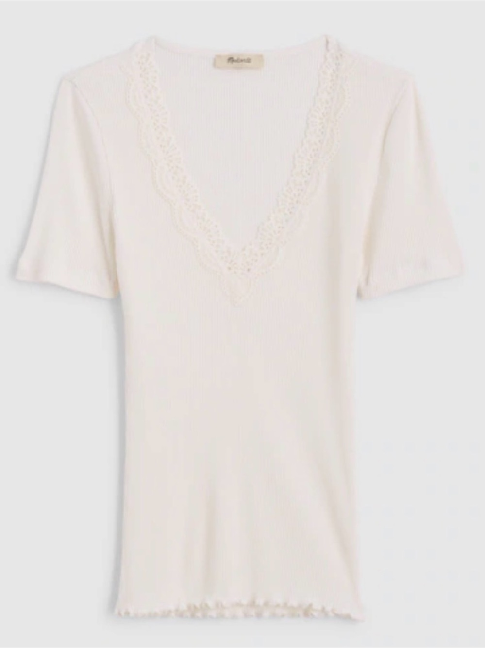 MADEWELL XS Lace-Trim V-Neck Top NY958 $60